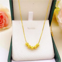 Pendant Necklaces Five Fortune Linmen Transfer Bead Necklace Feminine Collarbone Choker Gold Plated Jewelry Imitation Hard