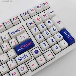 Keyboards Blue Large Character Keycap Pbt 136 Keys Small Complete Set Personality Customised Chemical MX Cherry Machinery Keyboard Q231121