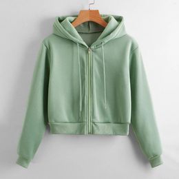 Women's Hoodies Sweatshirts Full Zip Up Long Sleeve Hooded Sweater Vest Solid Colour Tank Top Korean Pullover Girls Vantage Jacket