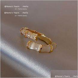 Band Rings New Bamboo Shape Gold Adjustable Rings Fashion Jewellery Party Luxury Accessory For Womans Gift Drop Delivery Jewelr Dhgarden Ot20Y