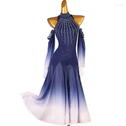 Stage Wear National Standard Modern High-end Performance Competition Waltz Social Dance Dress Diamond Inlaid