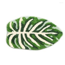 Bath Mats Green Leaf Mat Anti-Slip Palm Shaped Bathroom Cute Super Absorbent Rug Durable