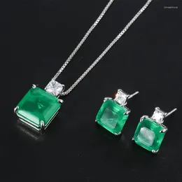 Necklace Earrings Set SoJewelry Direct Sales Colorful Treasure European And American Imitation Emerald Pendant Retro Women's Elegant