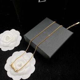 Luxury designer Girls women letter pendant choke necklace elegant Love 18K yellow Gold Y logo engrave chain Fashion summer Jewellery Lady Party