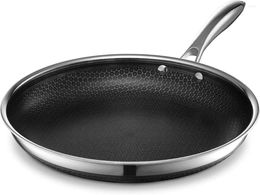 Pans HexClad Hybrid Nonstick Frying Pan 12-Inch Stay-Cool Handle Dishwasher And Oven Safe Induction Ready Compatible With All