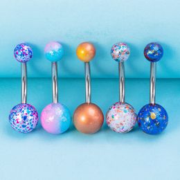 5pcs Colourful Belly Button Rings Acrylic Ball Navel Ring Belly Piercing Stud Stainless Steel Bar for Women Sexy Body Jewellery 14G