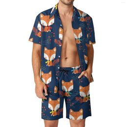 Men's Tracksuits Cute Art Men Sets Animal Floral Print Trendy Casual Shirt Set Short Sleeve Graphic Shorts Summer Beach Suit Big Size