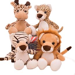 Plush Dolls 25CM Cute Forest Animal Toy Jungle Tiger Deer Leopard Lion Doll Wedding Throw Childrens Gift Suction Cup Claw Machine 230421