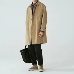 Men's Trench Coats 2023 Trenchcoat Men Korean Style Spring Coat Male Streetwear Windbreaker Solid Business Casual Loose Long Overcoat A96