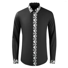 Men's Casual Shirts Luxury Royal Print For Men Long Sleeve Business Formal Dress Social Party Streetwear Camisa Masculina 2023