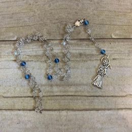 Pendant Necklaces Clear And Blue Santa Muerte Rosary Santisima Nuestra Senora De La Holy Death Sacred