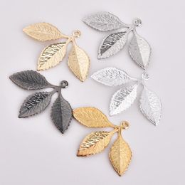 Charms Fashion Of 31 23mm Copper Plated 5 Colors Leaf-Shaped Pure Necklace Earrings Pendant Ancient Style Jewellery Accessories
