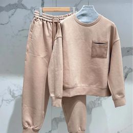 Women's Hoodies 2023 Autumn And Winter Fashion Casual Loose Round Neck Cotton Sweatshirt Sports Pants Suit Women