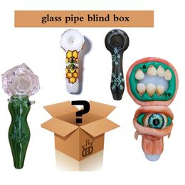 Glass pipe Blind Box Percolator Hookahs Surprise Boxes Smoking Water Pipes Mystery Box Oil Dab Rigs Random Style over 100 style in stock