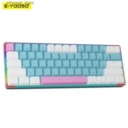 Keyboards E-YOOSO Z11T USB Wired Mechanical Gaming Keyboard Blue Red Switch 61 Keys Gamer Russian Brazilian Portuguese for Computer Laptop Q231121