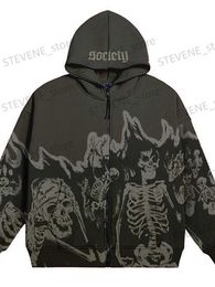 Men's Hoodies Sweatshirts BIG PROMOTION Y2K Hip Hop Gothic Hoodie Men's Street Apparel Skull Pattern Zip Up Sweatshirt Casual Top Vintage Coat Unisex T231121