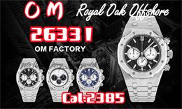 OM Luxury Men's Watch 26331 Timing Full series, cal2385 mechanical movement. 41mm, "Declining" link construction, steel tape