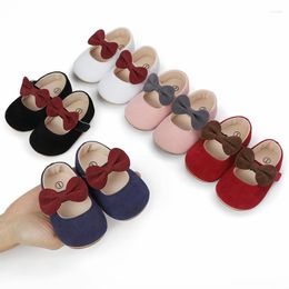 First Walkers Bowknot Rubber Soled Female Baby Shoes Princess Toddler Girl