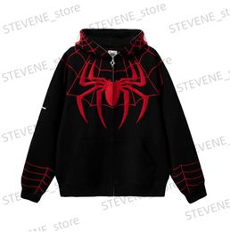 Men's Hoodies Sweatshirts 2023 new men's spider web pattern zipper cardigan 3D hoodie autumn and winter loose couple fashion large size hoodie sport coat T231121