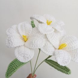 Decorative Flowers 1PC Tulip Knitted Flower Crochet Hand Woven Bouquet Wedding Party Decor Homemade Teacher's Mother's Day Gift