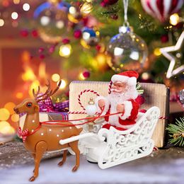 Christmas Toy Supplies Music Electric Santa Claus Deer Pulling Cart Children's Toys Christmas Gifts Desktop Christmas Decorations Ornament 231121