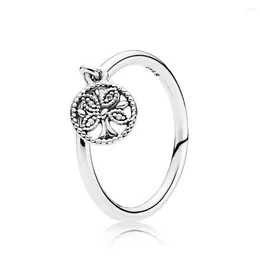 Cluster Rings Authentic 925 Sterling Silver Dangling Family Tree Of Life Fashion Ring For Women Gift DIY Jewelry