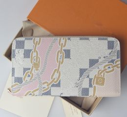 Luxury Brands Chain Plaid Unisex Wallet Designer Letter Hasp Zipper Women Clutch Bags Wallet Shoulder Bags Mens Storage Wallet Purses Card Holders Wallets M40466