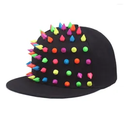 Ball Caps Street Style Punk Rivet Hip Hop Hat Men Spike Studded Baseball Cap Cool Hedgehog Jazz Snapback