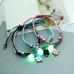 Strand Luminous Girlfriends Friendship Bracelet Female Students Glow Korea A Clover Pendant With The Stylish Men And Women Lovers Gift