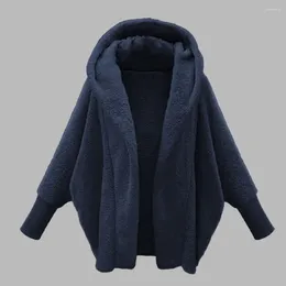 Women's Jackets Elegant Coat Thickened Warm Outwear Plush Hooded With Long Sleeve Solid Colour Fleece Jacket For Autumn Winter