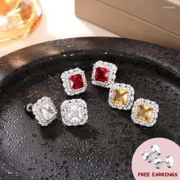 Stud Earrings Luxury 925 Silver Jewellery With Zircon Gemstone Accessories For Women Wedding Engagement Party Bridal Gift Earring