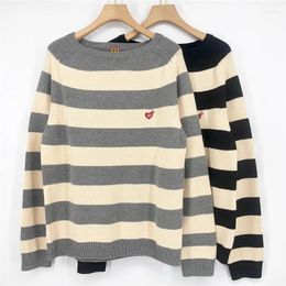 Men's Sweaters Classic Striped Faux Sweater And Women's Top Version Black Grey Knit Sweatshirt Crew Neck Long Sleeves