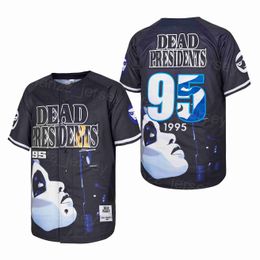 Moive 95 DEAD PRESIDENTS Baseball Jersey GUNS BLAZIN NASCAR Pure Cotton College Cooperstown Cool Base Vintage University Black Team Retire Stitching HipHop Top