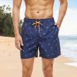 Men's Swimwear Beach Shorts Elastic Waistband Summer Machine Washable Men Quick Dry Polyester Swimming Trunks