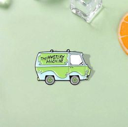 Pins Brooches THE MYSTERY MACHINE Enamel Pins Custom Cartoon Scooby Bus Brooches Lapel Pin Shirt Bag Fun Badge Old School Jewelry Gift Friends Z0421