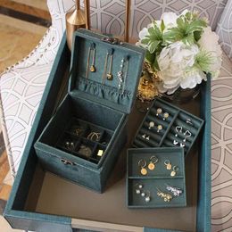 Jewellery Pouches Solid Wood Velvet Retro Jewlery Box Large Capacity Three Floors Display Packaging Organiser For Earring Necklace Ring Boxes