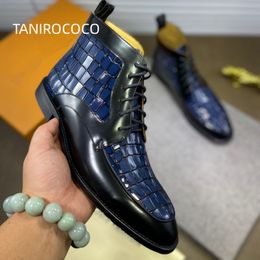 New fashion spring and autumn men's leather senior men's crocodile pattern casual men's motor vehicle shoes men's banquet boots work shoes wedding boots 45