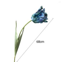 Decorative Flowers 1Pc High-quality Simulation Flower Eco-friendly Fake Blossom Non-fading Long Stem 3D Parrot Tulip Bright Colour