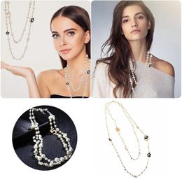 Chains Pearl Necklace Sweater Fragrance Style Double Layer Advanced Long Multi Chain Trendy