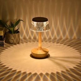 Lamps LED Creative Mushroom Crystal Diamond Table Lamp USB Touch Projector Atmosphere Lights Bedroom Bedside Night lamp AA230421