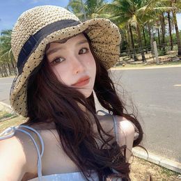 Wide Brim Hats 2023 Sun Hat Spring And Summer Outing Straw Cap Korean Version Lace Shade Fashion Beach Caps Foldable Big Women's