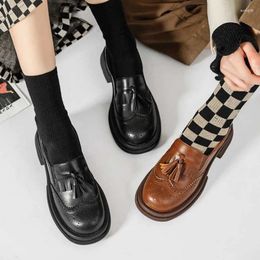 Dress Shoes Women Brogue Oxford Style For Causal Platform Punk Shoe Thick Bottom Motorcycle Mujer Boots