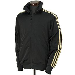 New Mens Authentic Sports Track Top Firebird Jacket Black/Gold Trefoil Coat