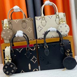 Luxurys On The Go Totes Handbag Shoulder Bags Top Quality Designer Women Leather Embossed Brown Flower Crossbody Fashion Shopper Weekender Handle Clutch Bags1