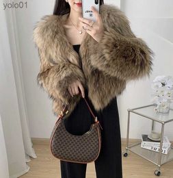 Women's Fur Faux Fur 2023 New Raccoon Fur Grass Encrypted White Raccoon Fur Double sided Knitted Fur Short Fashion Fur Coat for WomenL231121