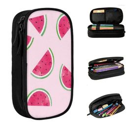 Cosmetic Bags Pink Watermelon Pattern Pencil Case Summer Sunny Aesthetic Pencilcases Pen Holder Large Storage School Gifts Stationery