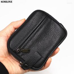 Wallets Genuine Leather Wallet For Men Women Soft Cowhide Vintage Short Zipper Small Clutch Bag Coin Purse Card Holder Female