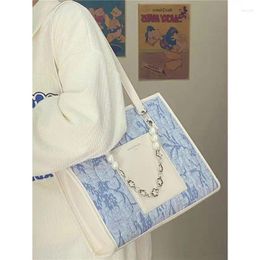 Waist Bags Korean Version Personalized Sea Salt Blue Jacquard Cloth Large-capacity Commuter Tote Bag Fashion High-end Niche Handbag
