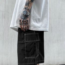 Men's Shorts Men Summer Baggy Chic Ins Fashion Casual Japanese Style Elastic Waist Solid Trousers Design Male Harajuku Short