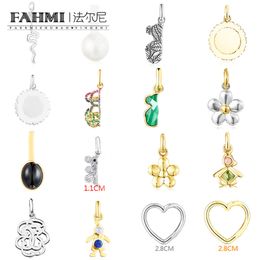 FAHMI Youthful and energetic hat silver fragile natural snake pendant bear full of diamond flowers hollow heart-shaped pendant 2023 New In Stock